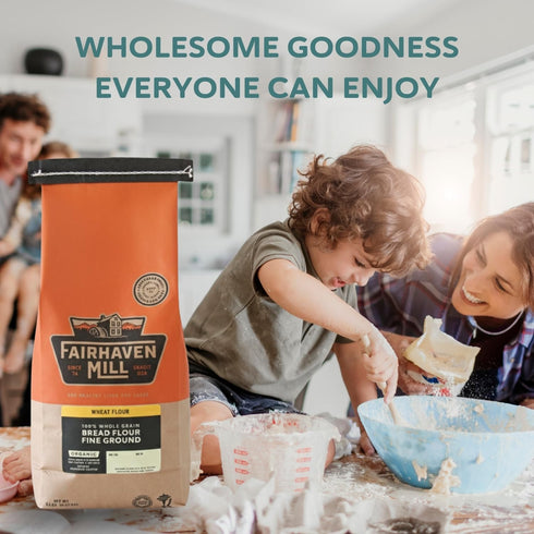 100% 5 lbs Fairhaven Mill Fine Ground Whole Wheat Bread Flour - USDA Organic Certified and Whole Grain - Superior