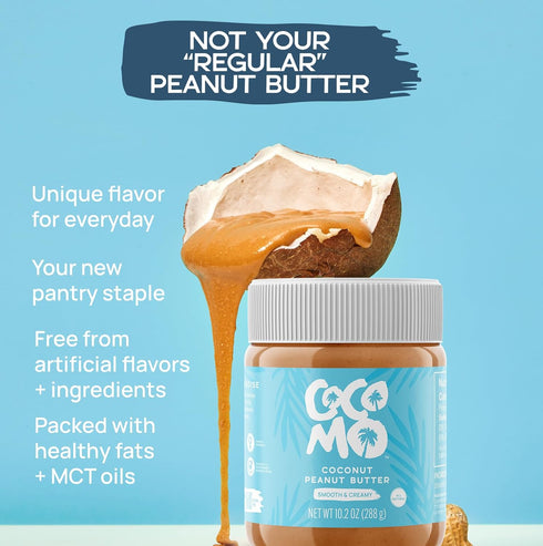 10 oz Coconut Peanut Butter with MCT Oil, No Seed Oils, Gluten Free, Vegan, High Protein | Cocomo