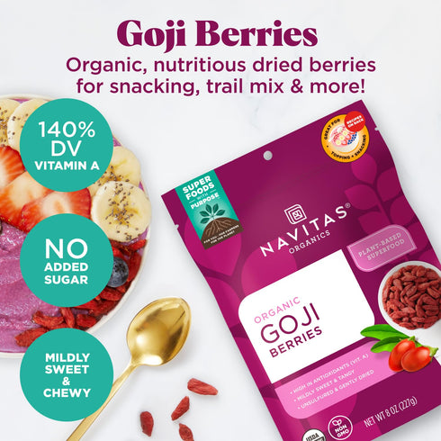 (16oz. 15 Navitas Organics Goji Berries For Smoothies, Trail Mix, Baked Goods, Oatmeal & More Vitamin A, Antioxidants