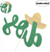 Dos Cake Topper Handmade Green Double Side Glitter Fiesta Party Decoration Supplies for Second Birthday