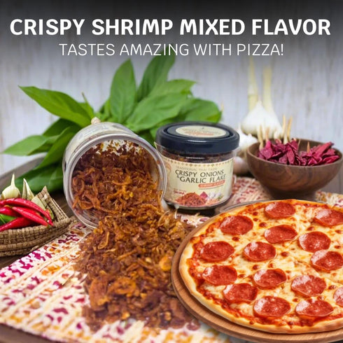 Lamoone (1x 70g (2.46 oz), Spicy Flakes garlic and crispy onions with Thai chili for Ramen Pizza Burgar Rice & Salad