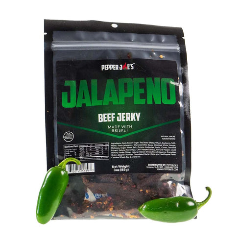 3 (3 Pack) Pepper Joes Jalapeno Beef Jerky Premium Beef Brisket Jerky Cuts Covered with Fresh Spicy Jalapenos, Sweet