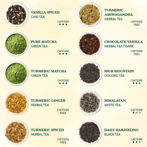 20 Set (100+ Pack VAHDAM World Top Favourites Tea Sampler | Loose Leaf Tea Cups) | Tea Variety with Green, Herbal