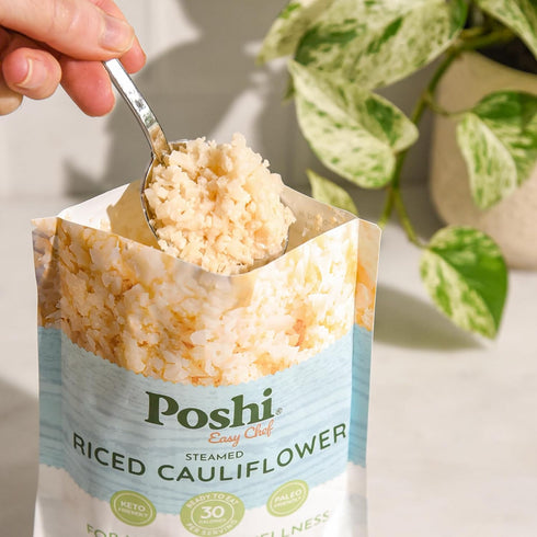 (7oz, 6 Pack) POSHI Riced Cauliflower | All Natural, Fully Cooked, Ready to Eat, Non-GMO, Low Calorie + Carb, Gluten