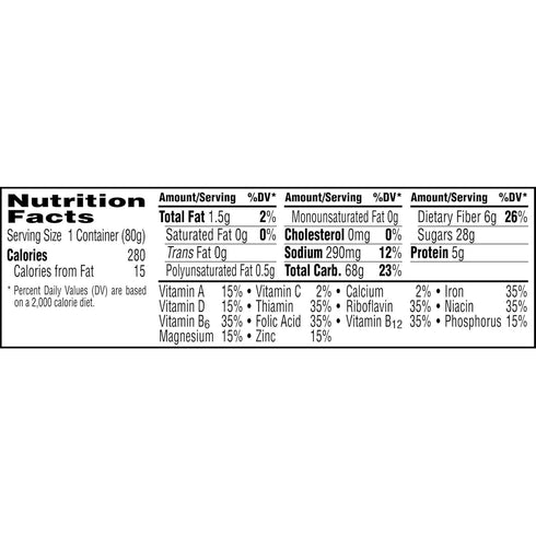 33.6oz (12 Kellogg's Raisin Bran Crunch Breakfast Cereal Cups, Fiber Cereal, Made with Real Fruit, Original, Case Cups)