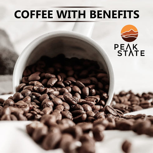 12 oz. Peak State Brain Sustain Coffee with Benefits, Light Roast Mushroom Coffee, Low Acid & Smooth, Sweet Citrus