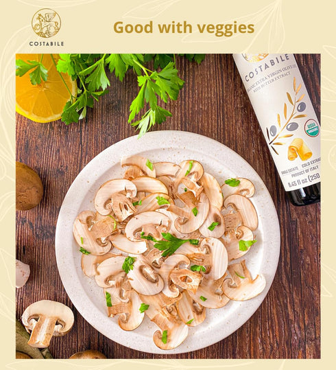 8.45 Oz. Butter Flavored Olive Oil from Italy - Organic Extra Virgin Butter Olive Oil Ideal for Baking, Cooking