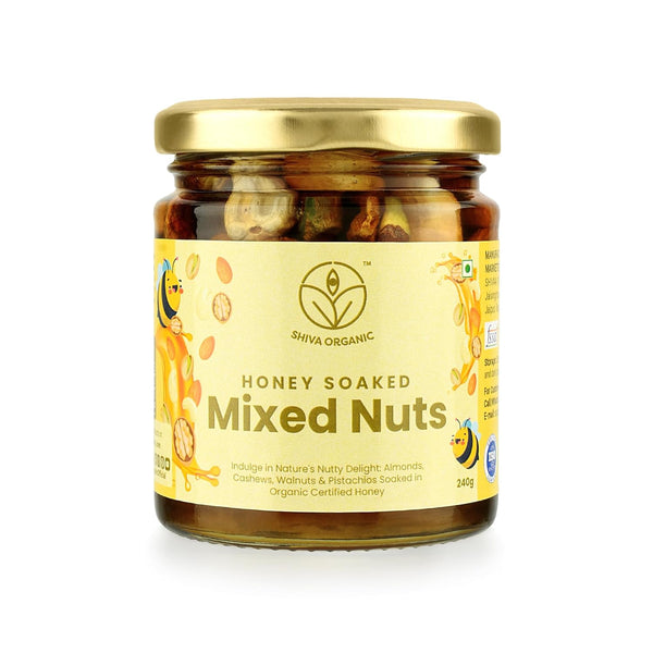 Shiva Organic Mixed Nuts in Honey (Almonds, Walnuts, Cashews, Pistachios) - 240g