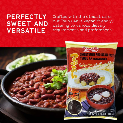 17.6oz Pack Shirakiku Red Bean Paste Tsubu An | Japanese Sweetened Red Bean Paste | Coarsely with Sugar and Water | No