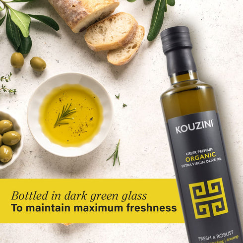 500ml Kouzini Organic Greek Extra Virgin Olive Oil, First Cold Pressed, Single Origin, Family Owned Organic Extra