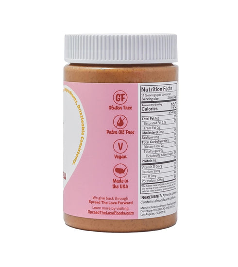 16 (1-Pack) Spread The Love Almond Cashew Power Butter, Ounce (All Natural, Vegan, Gluten-free, No salt, No sugar, No