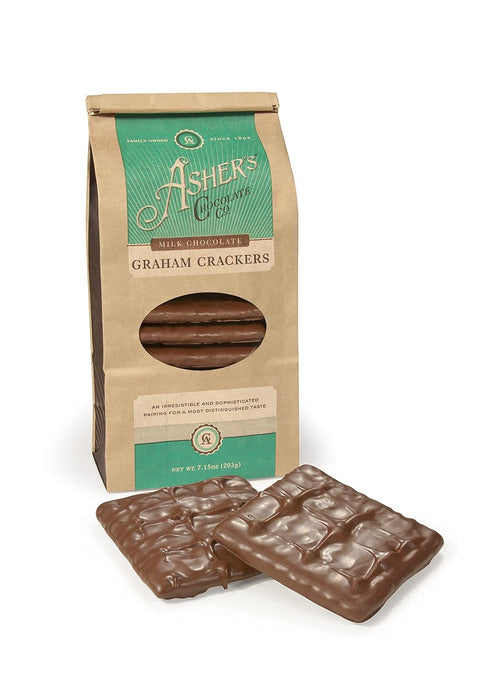 Asher's Chocolates Company Chocolate Covered Graham Crackers, Milk Chocolate, 7.15 oz, Family Owned Since 1892
