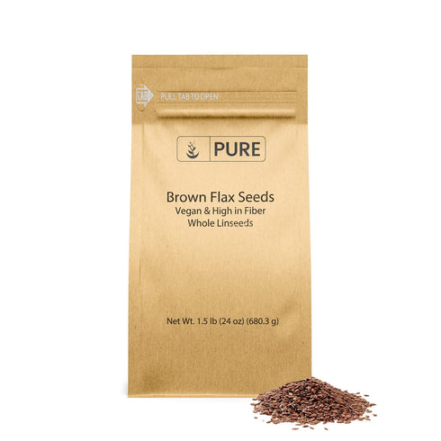 Brown Flax Seeds (1.5 lb) - PURE ORIGINAL INGREDIENTS High in Fiber, Whole Linseeds, Vegan