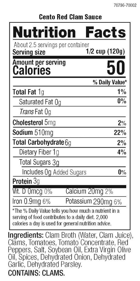 Cento 10.5 (Pack 12) Red Clam Sauce, Ounce Cans