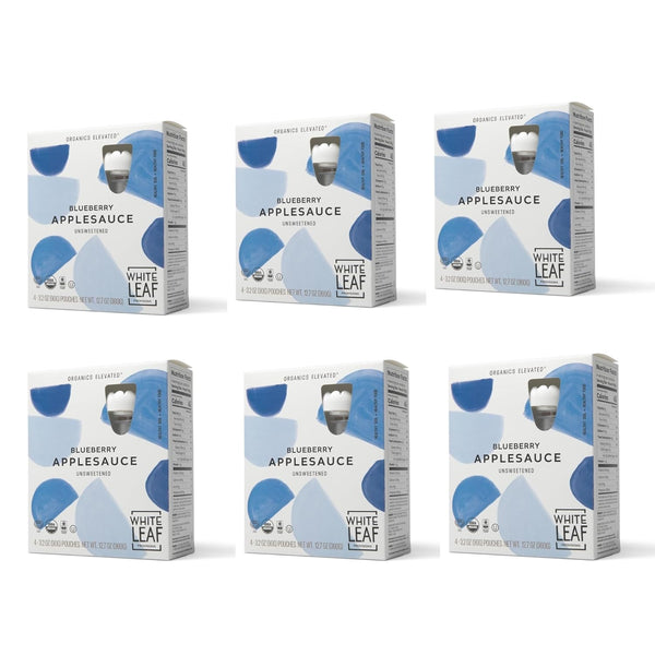 White Leaf Organic Blueberry Applesauce Regeneratively Farmed, No Added Sugar, Kosher, USDA,