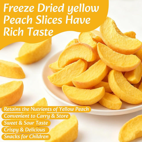 Nahasahr 7.06oz 100% Smoothies(200g) Freeze Dried Yellow Peach Slices- Nature Dehydrated Peaches Chips with Sugar
