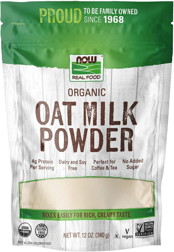 NOW Foods, Organic Oat Milk Powder, Dairy and Soy Free, No Sugar