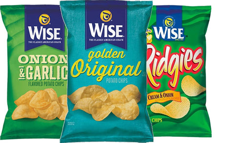 Wise Foods Golden Original, Sour Cream & Onion Ridgies & Onion/Garlic Potato Chips Variety
