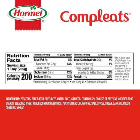 9 (Pack 6) HORMEL COMPLEATS Beef Pot Roast Microwave Tray, Ounces