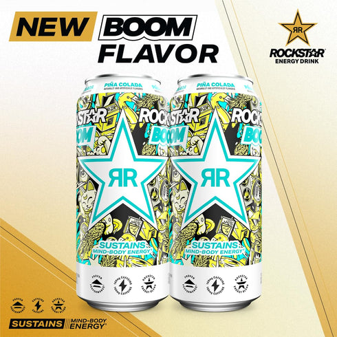 16 Oz (Pack 12) Rockstar Energy Drink, Boom Pina Colada Fl Cans