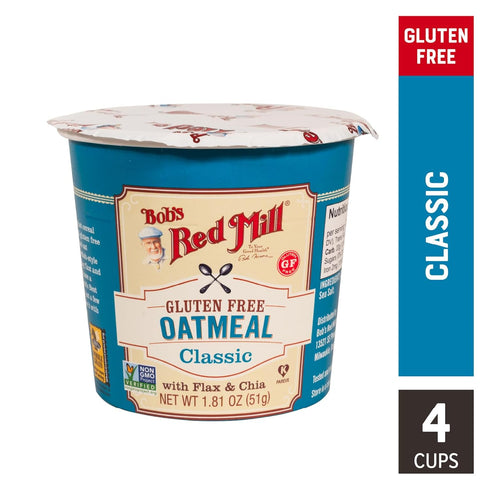 Pack 1 (Pack 12) Bob's Red Mill Oatmeal Cup Variety (Classic, Maple, Apple), cup of - Non GMO, Whole Grain, Kosher
