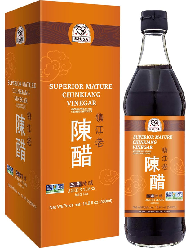 52USA Chinese Black Vinegar 16.9 fl oz (500ml), 3 Years Mature Aged