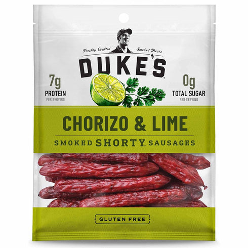 Duke's Pork Chorizo & Lime Smoked Shorty Sausages, 7g Protein Per Serving,