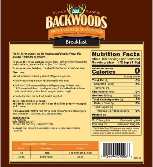LEM Products Backwoods Breakfast Fresh Sausage Seasoning, Ideal & Products Backwoods Sweet Italian Fresh Sausage