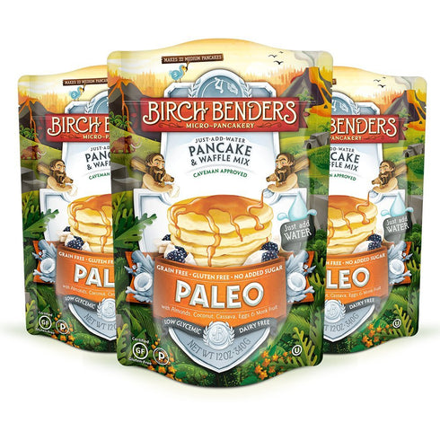 12 (Pack 3) Paleo Pancake and Waffle Mix by Birch Benders, Made with Cassava, Coconut, Almond Flour, Just Add Water