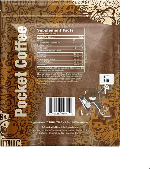 Gummies 16 Pack Strong Coffee Co. Coffee Drops | Organic Ashwagandha | L-Theanine, Reishi, MCT Oil, & Neurofactor | No