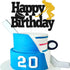 Hockey Cake Topper with Player Figurines - Happy Birthday Decor for Kids, Boys, Girls, Ice Hockey Party Supplies