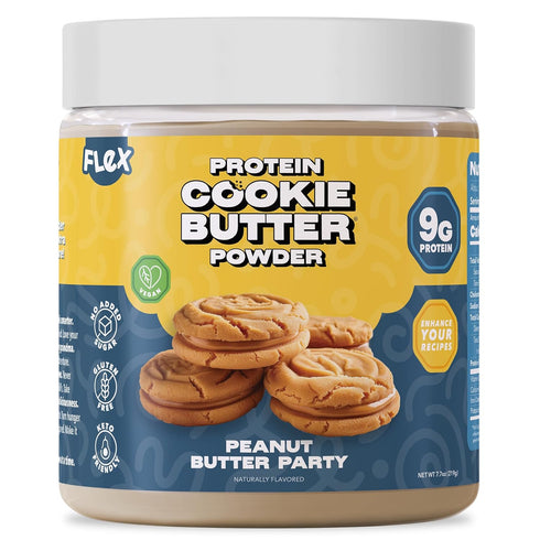 Flex Vegan Protein Cookie Butter Powder - Peanut Butter Party | Dairy-Free,