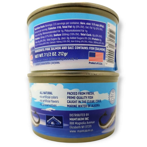 Belevini 212g/7.4 Oz Omega-3 (Pack 6) Pink Salmon Canned Wild Caught Alaskan Natural Source of Fatty Acid, Rich