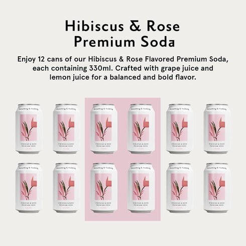 12 Oz (Pack 12) Something & Nothing Hibiscus & Rose Flavoured Sparkling Water | Lightly Carbonated, Full Flavoured
