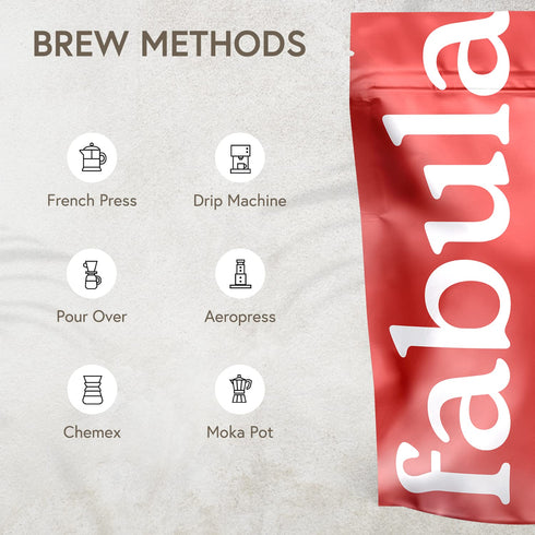 12 Fabula Coffee Half-Caff Medium Roast Freshly Ground - Organic - Low Acid - Single Origin - Non-GMO - Mold Free