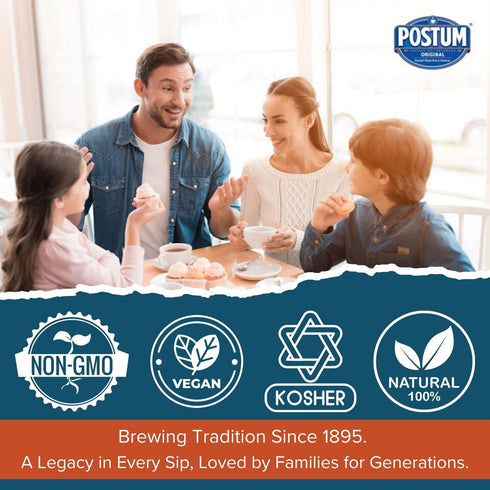 (3x8oz) Postum Coffee Substitute Original | Coffee Alternative Caffeine Free with Roasted Wheat Bran & Molasses |