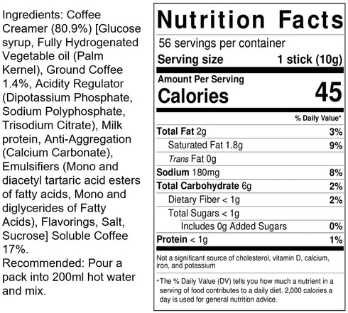 2 1 56 Nescafe in Unsweetened, Coffee + Coffee creamer, No Added Sugar - Sticks