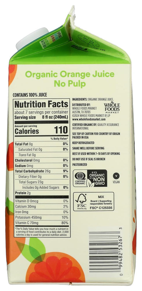 365 by Whole Foods Market 52 Oz , Organic Orange Juice, No Pulp, Fl