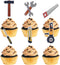 MEFENG Mechanic Cupcake Toppers, 18pcs Tools Dessert Toppers, Silver/Grey Birthday Party Supplies