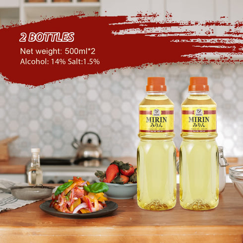 52USA Mirin Cooking Wine 16.9 FL OZ X2, Red Rice Cooking Wine & Seasoning for Sauces, Marinades