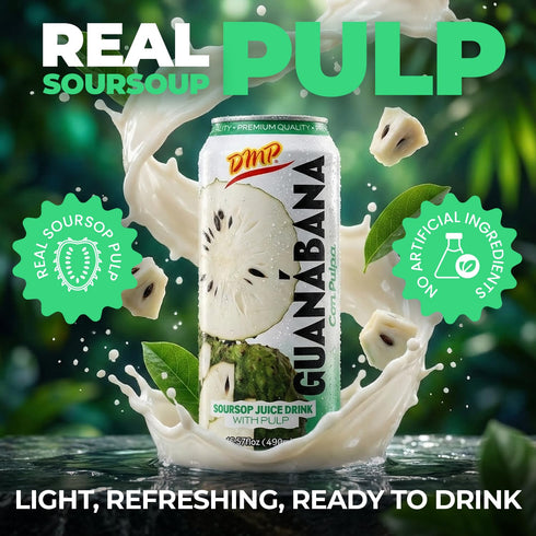 16.57 Oz, 12-Pack De Mi Pais Soursop - Guanabana Juice with Pulp, Premium Quality, Refreshing Fruit Beverage, Canned