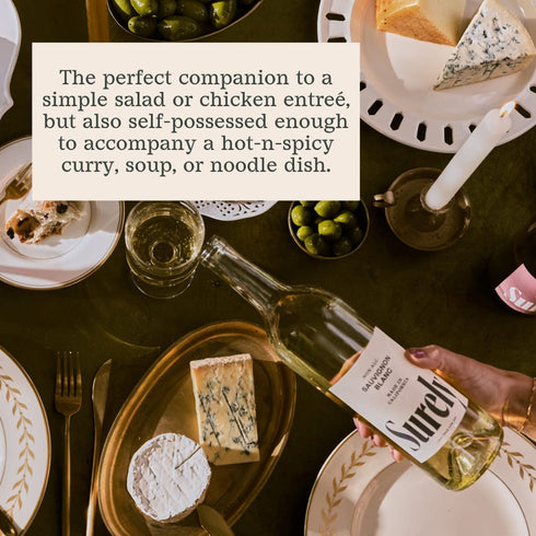 3g 50 750ml (25 oz) Surely Non Alcoholic Wine, De-alcoholized California Sauvignon Blanc, Alcohol-removed White Wine