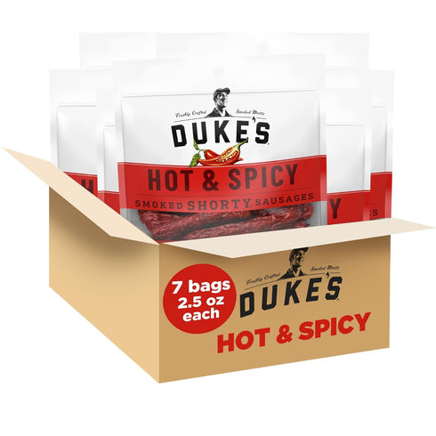 Duke's Pork Hot & Spicy Smoked Shorty Sausages, 7g Protein Per Serving,