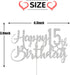 Paroke & Bubble Silver Glitter Happy 15th Birthday Cake Topper for 15th Birthday Party Decoration