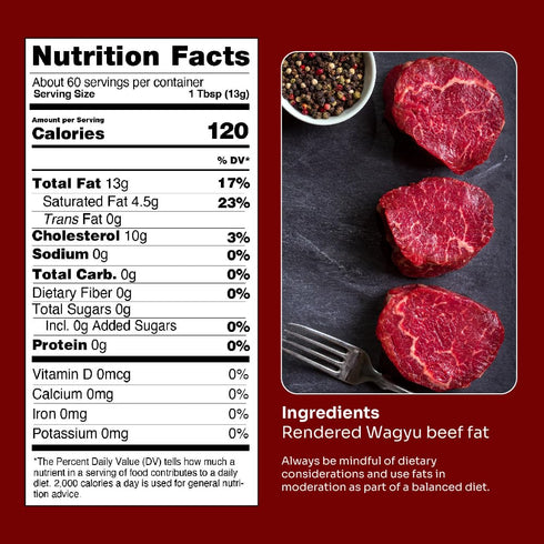 Wagyu Republic Beef Tallow ? Grass Fed, Great for Cooking Steak or as Tallow Balm, 28oz Jar