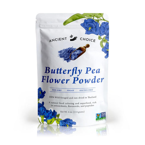 Ancient Choice - Butterfly Pea Flower Powder (4 ounce) | Blue Matcha Tea | Ceremonial Grade | Natural Food Coloring