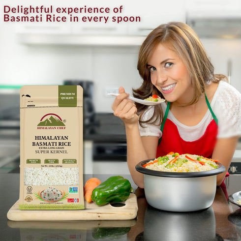 10 lbs Himalayan Chef Extra Long Basmati Rice - Premium Aged Healthy Grain
