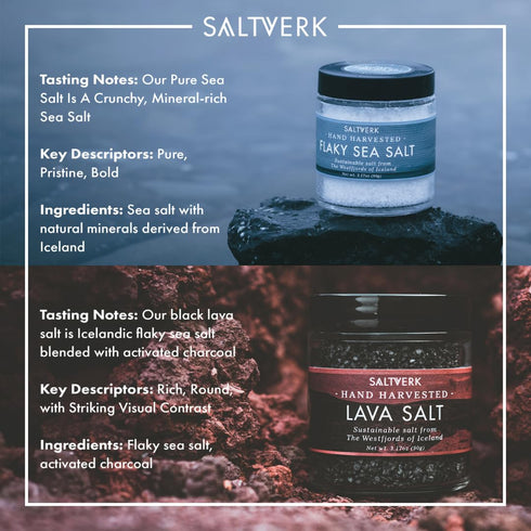Sets 4 2 (3.17 Oz (Pack 2), Saltverk Salt Gift - Flaky, Lava, Birch Smoked, Arctic Thyme Sea Salts- Gourmet, Icelandic