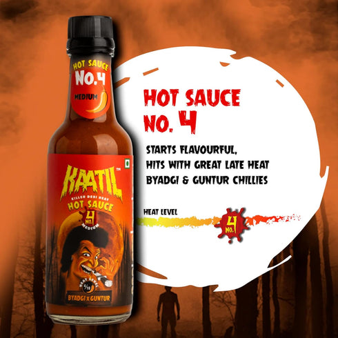 (3 Pack) Pack Set Kaatil Hot Sauce Mob Combo | Medium & Super Hot Sauce Variety | Made with Authentic Indian Chillies |