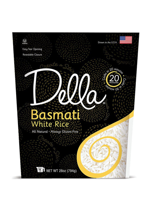 by Della Della Basmati White Rice, Gluten Free, All Natural, 28 Ounces (Pack of